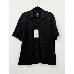 NWT Cactus Man Mens Black Textured See Through Button Up Shirt Large $54 Miami